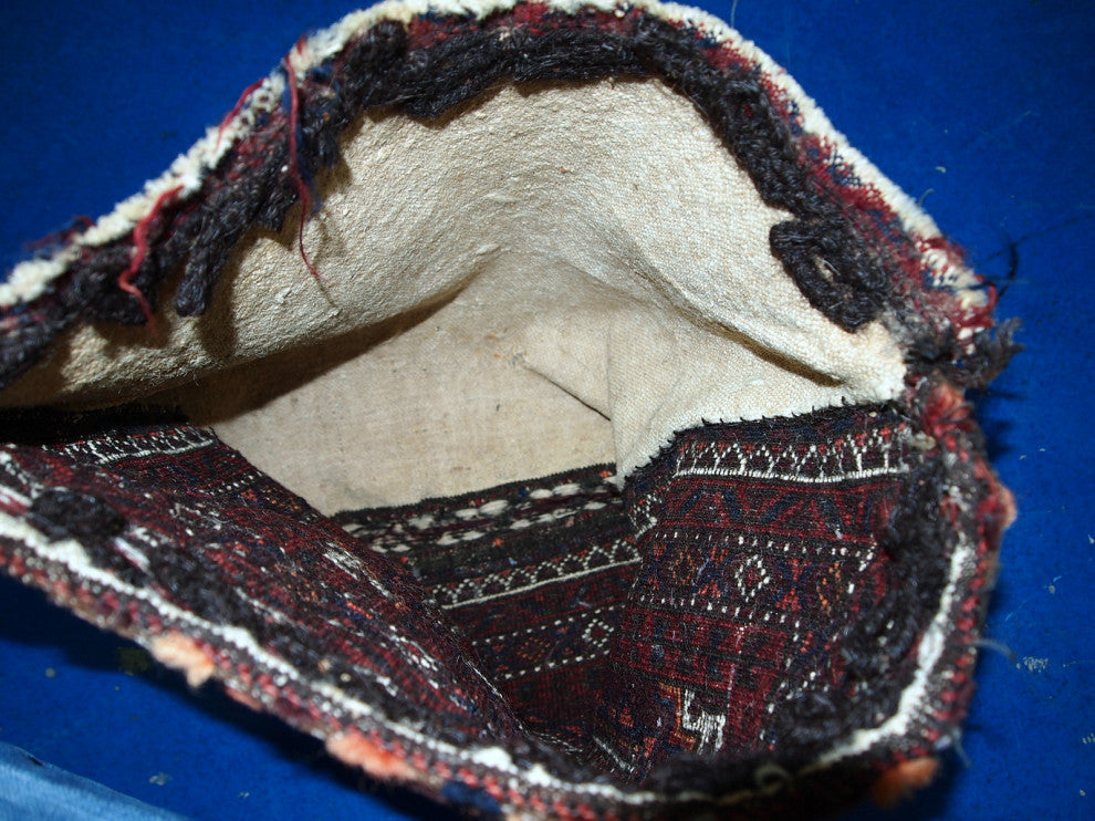 Handmade antique Afghan Baluch bag 1.4' x 1.5' ( 44cm x 45cm ) 1900s