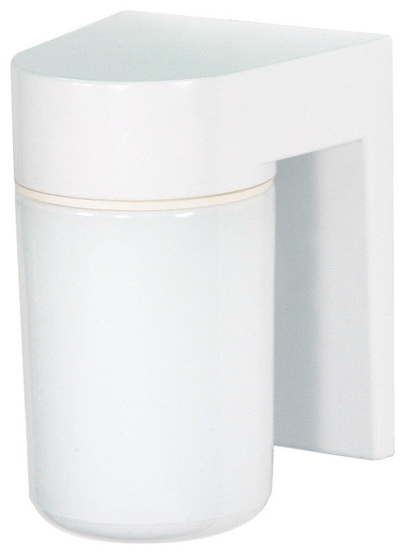 1 Light 8" Utility, Wall Mount White Glass Cylinder