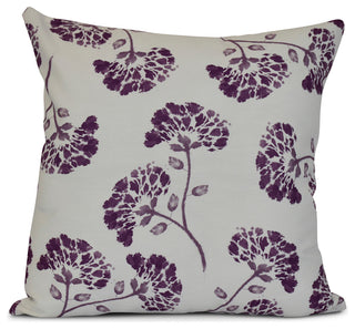 18x18", Floral Outdoor Pillow, Purple