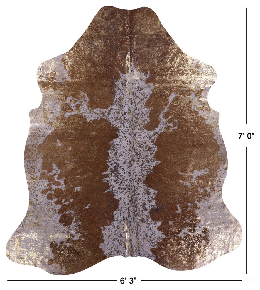 Gold Metallic Cowhide Rug 7' 0" X 6' 3" C2114