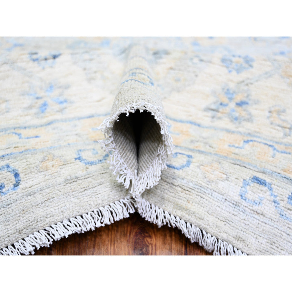 Ivory White Wash Peshawar Wool Hand Knotted Oversized Oriental Rug 11'9"x14'8"