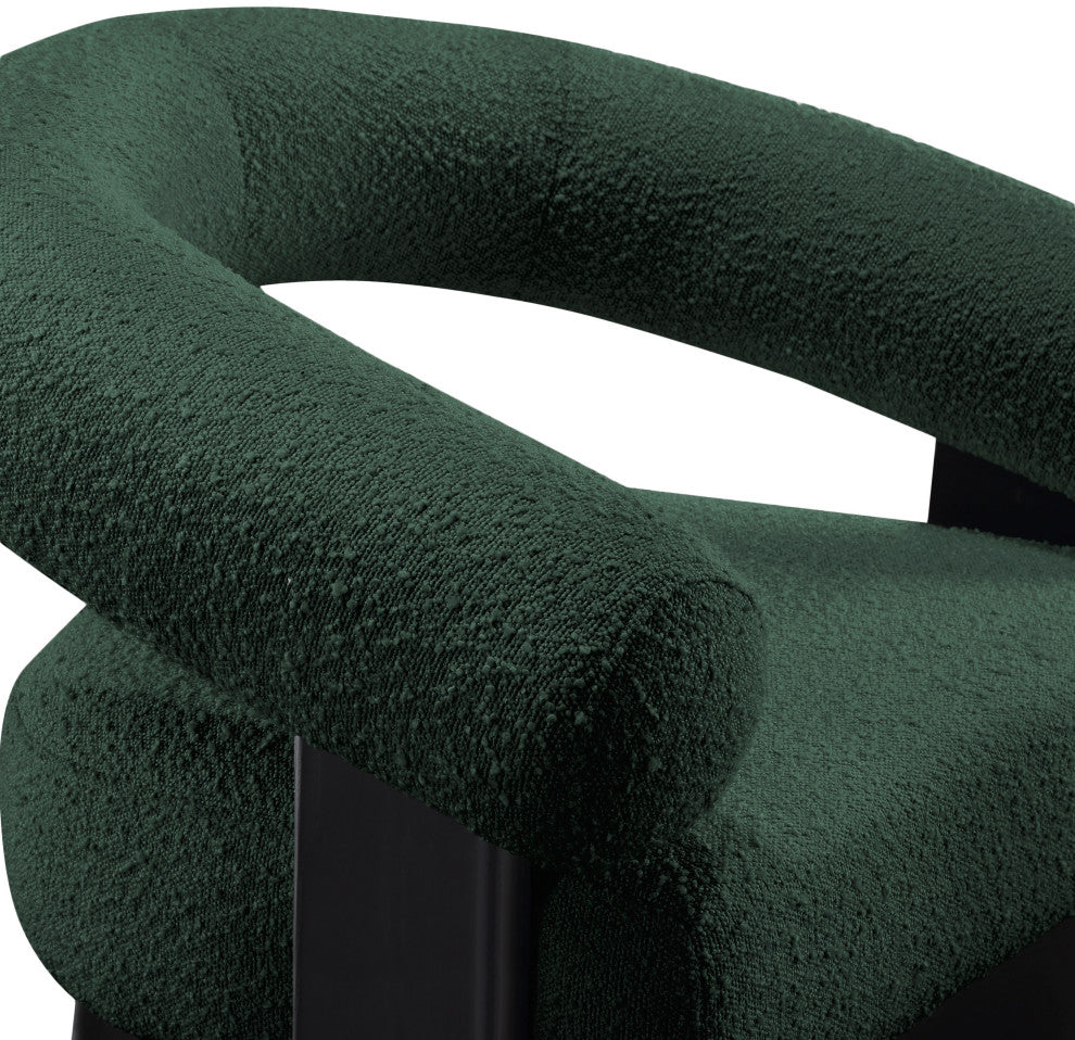 Winston Boucle Fabric Upholstered Accent Chair, Green, Black Finish