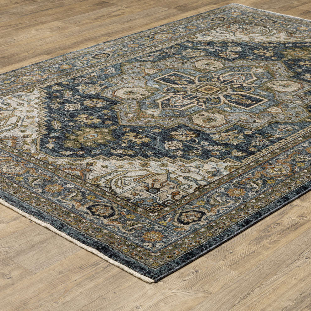 Augustus Center Medallion Indoor Area Rug, Blue, 7'10"x10'10"