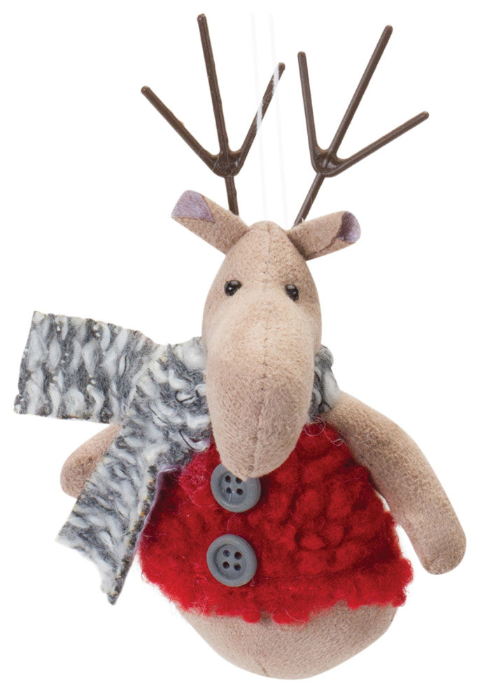 Plush Deer With Sweater Ornament, Set of 12