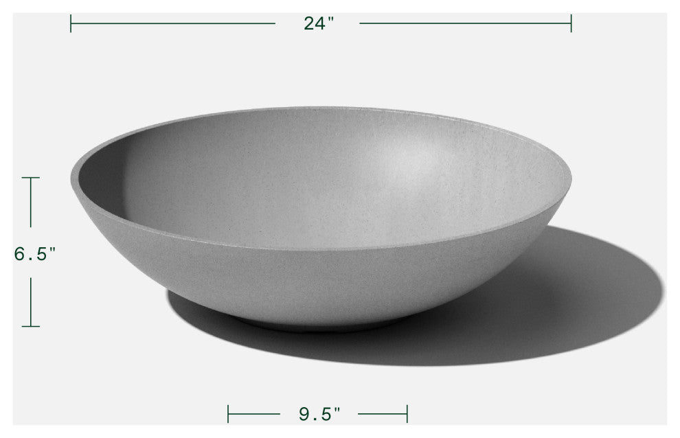 Lane Round Planter Bowl, Grey, 24'', 2 Pack