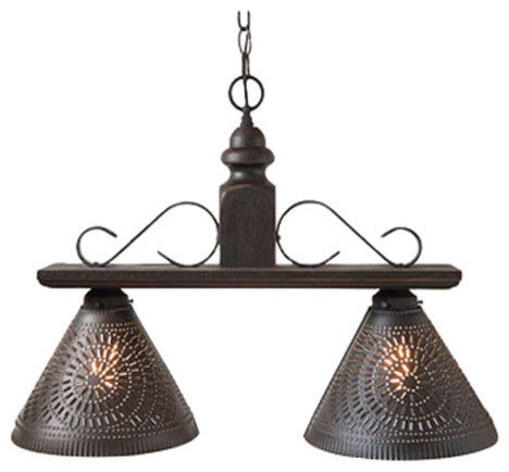 Wellington Medium Island Light, Espresso With Salem Brick