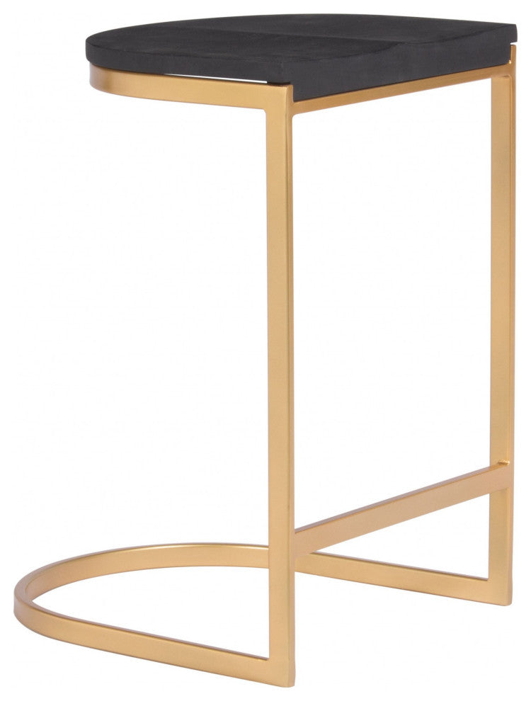 Set of Two Gold and Black Counter Stools