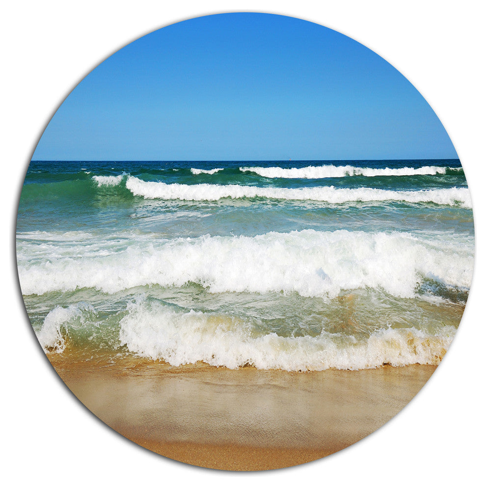 Beautiful Empty Beach Under Blue Sky, Seashore Round Wall Art, 36"