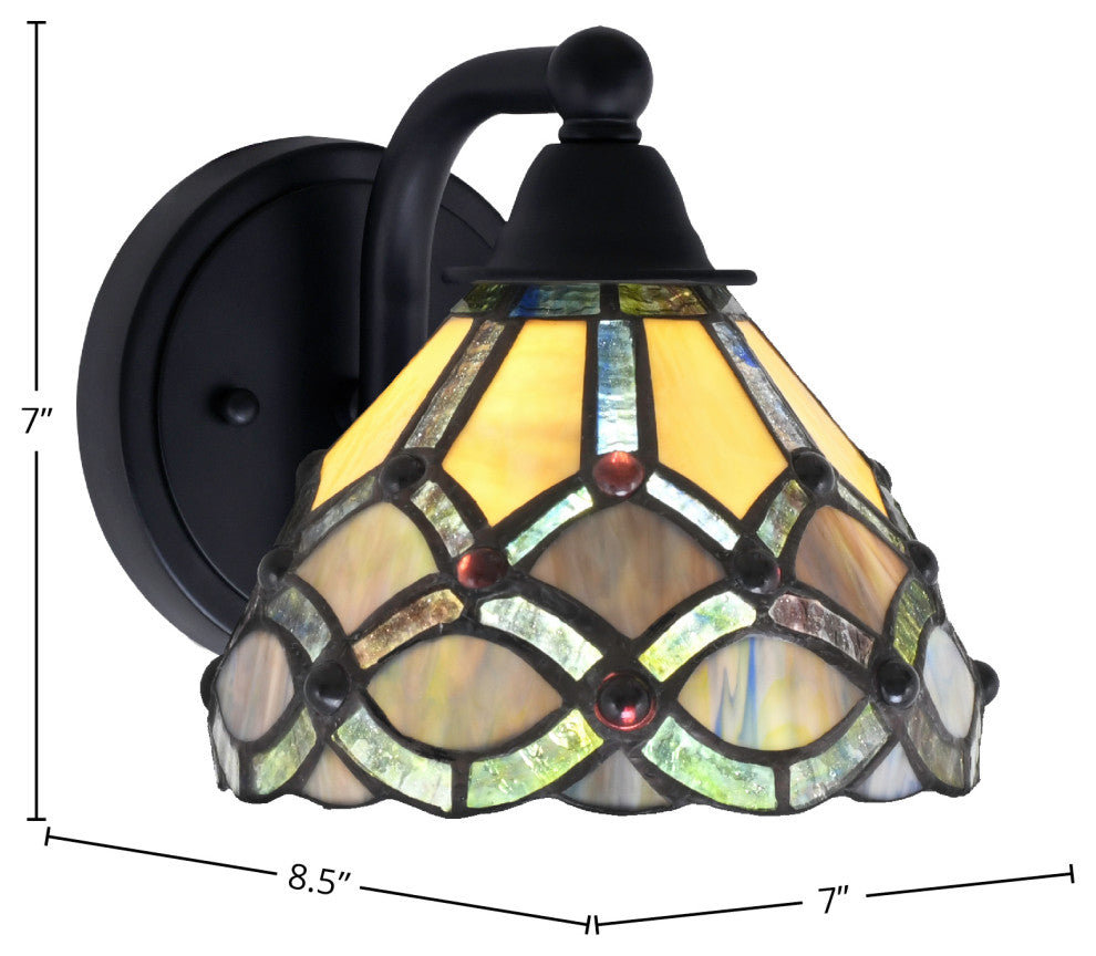 Paramount 1-Light Wall Sconce, Matte Black, 7" Grand Merlot Art Glass
