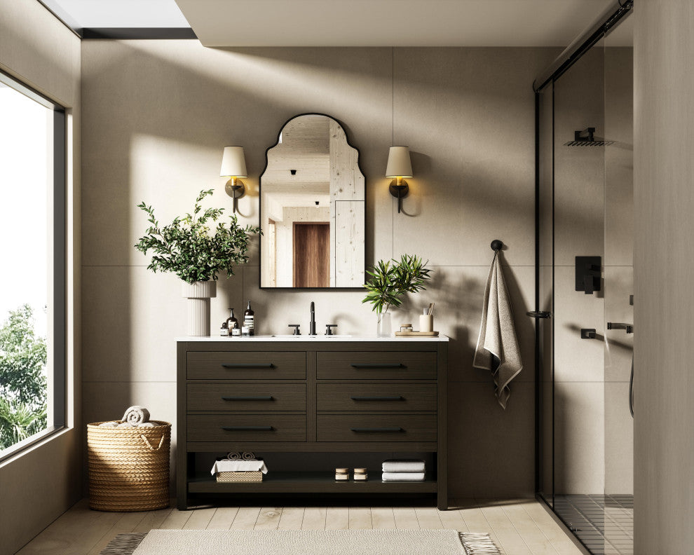 Home Living 54" Single Bathroom Vanity, Mocha Brown