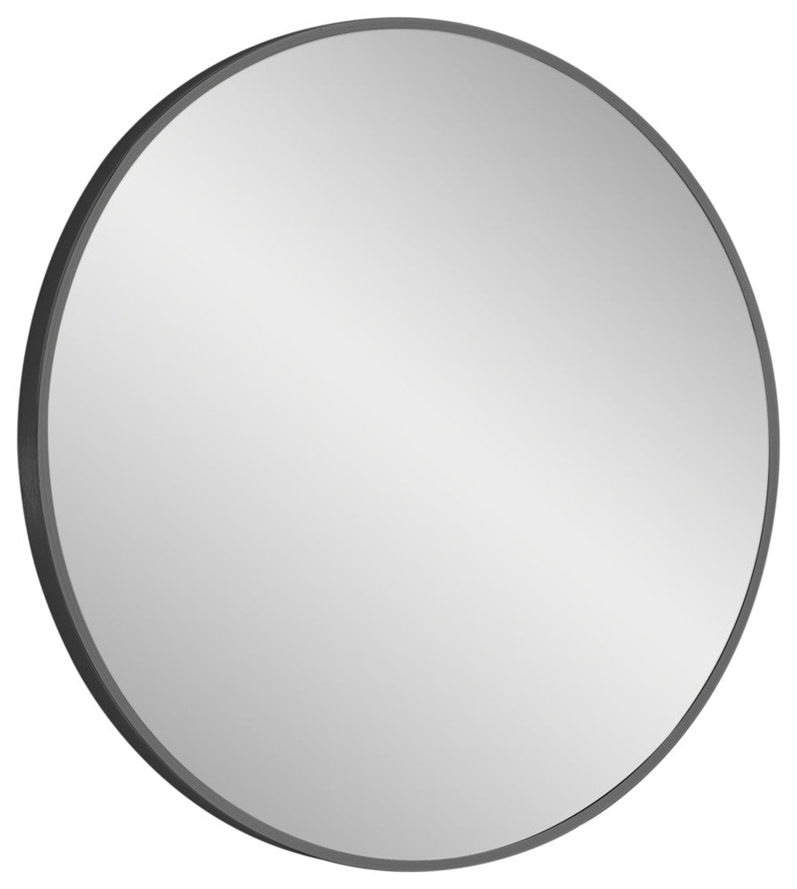 Vera 28 in. x 28 in. Modern Round Framed Matte Black Wall Mount Mirror