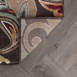 Dilek Transitional Floral Area Rug, Brown, 5'3'' X 7'3''