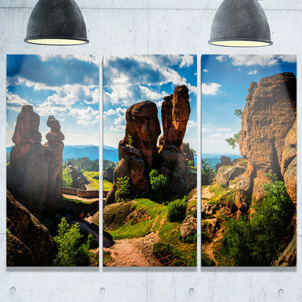"Belogradchik City Fortress and Cliffs" Metal Wall Art, 3 Panels, 36"x28"