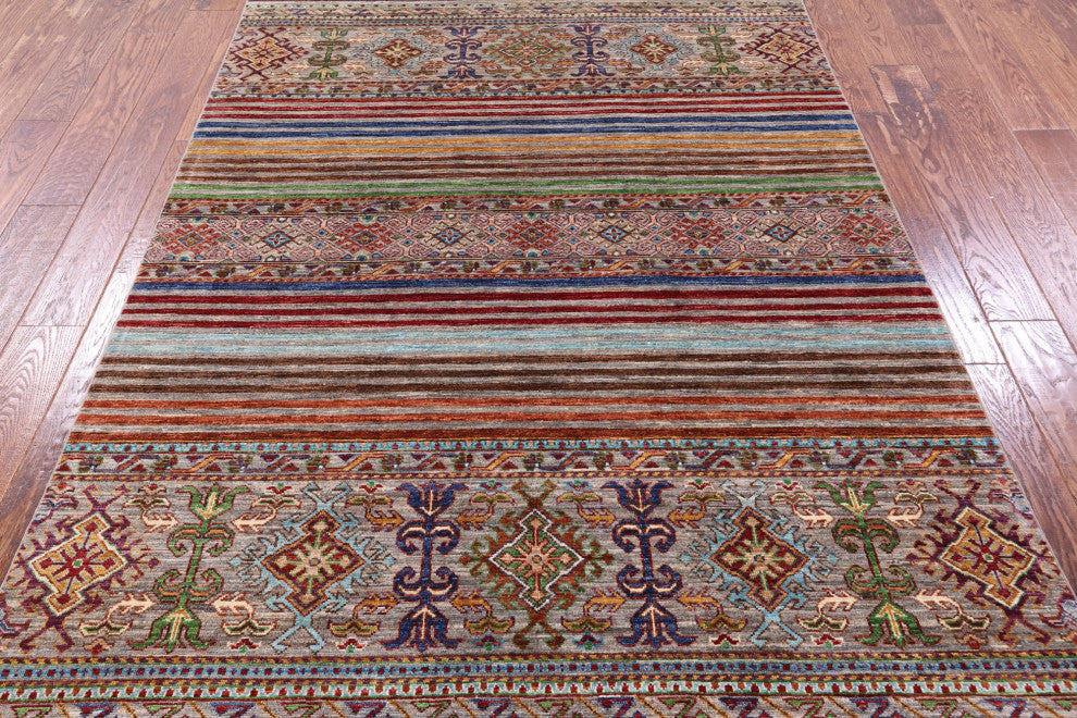 5' 0" X 6' 11" Super Kazak Khorjin Handmade Wool Rug - Q12318