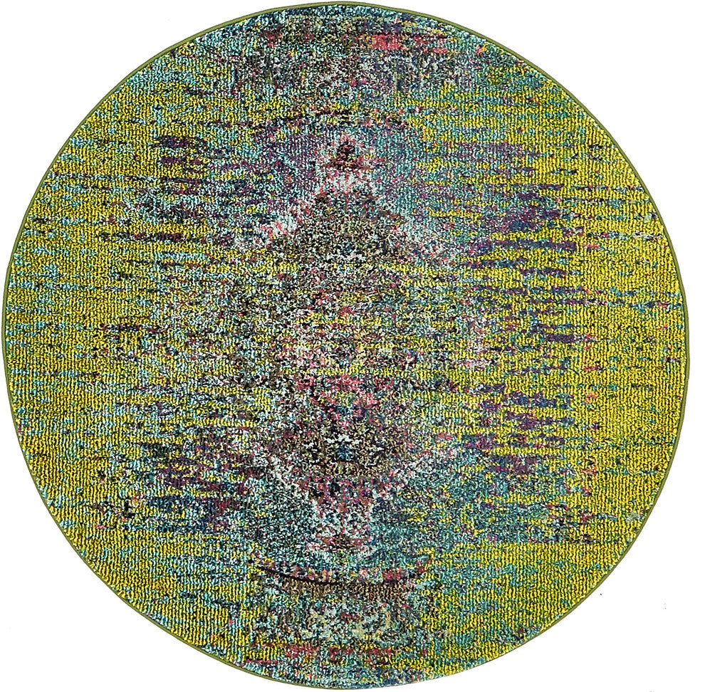 Unique Loom Green Warhol Vita 4'' 0 x 4'' 0 Round Rug