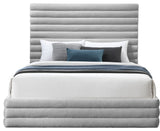 Maxwell Linen Textured Fabric Upholstered Bed, Gray, Queen