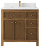 Sonoma Teak 36 Center Sink Bath Vanity in Dark Natural with 1.5" Empira Quartz