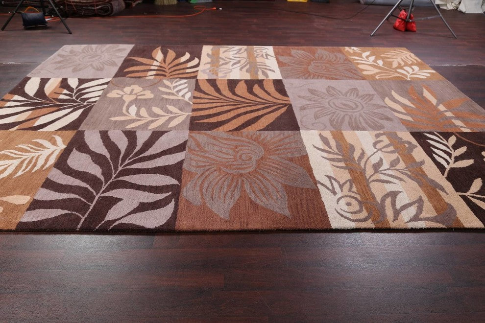 Patchwork Hand-tufted Agra Oushak Oriental Area Rug, 5x8'