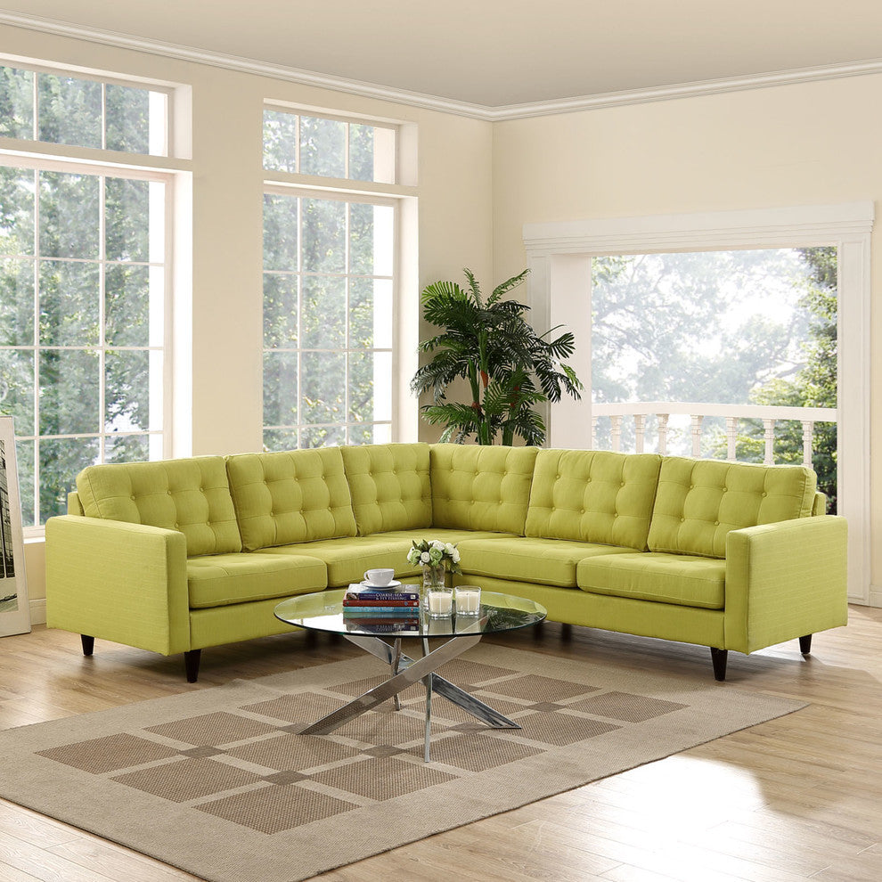 Modern Contemporary Fabric Sectional Sofa Set, Wheatgrass Fabric, 3-Piece Set