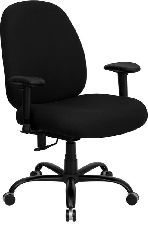 400 lb. Rated Black Fabric Executive Swivel Chair with Adjustable Arms