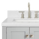 Ariel Cambridge 36" Left Offset Single Rectangle Sink Vanity Carrara Quartz, Gray