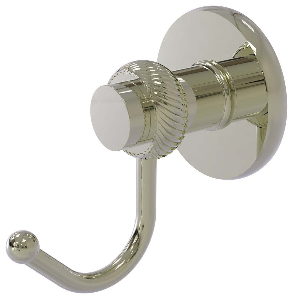 Mercury Robe Hook with Twisted Accents, Polished Nickel