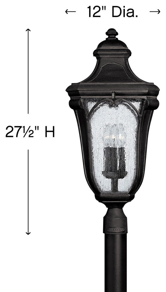 Trafalgar Outdoor Post/Pier Mount, Museum Black With Clear Seedy Glass
