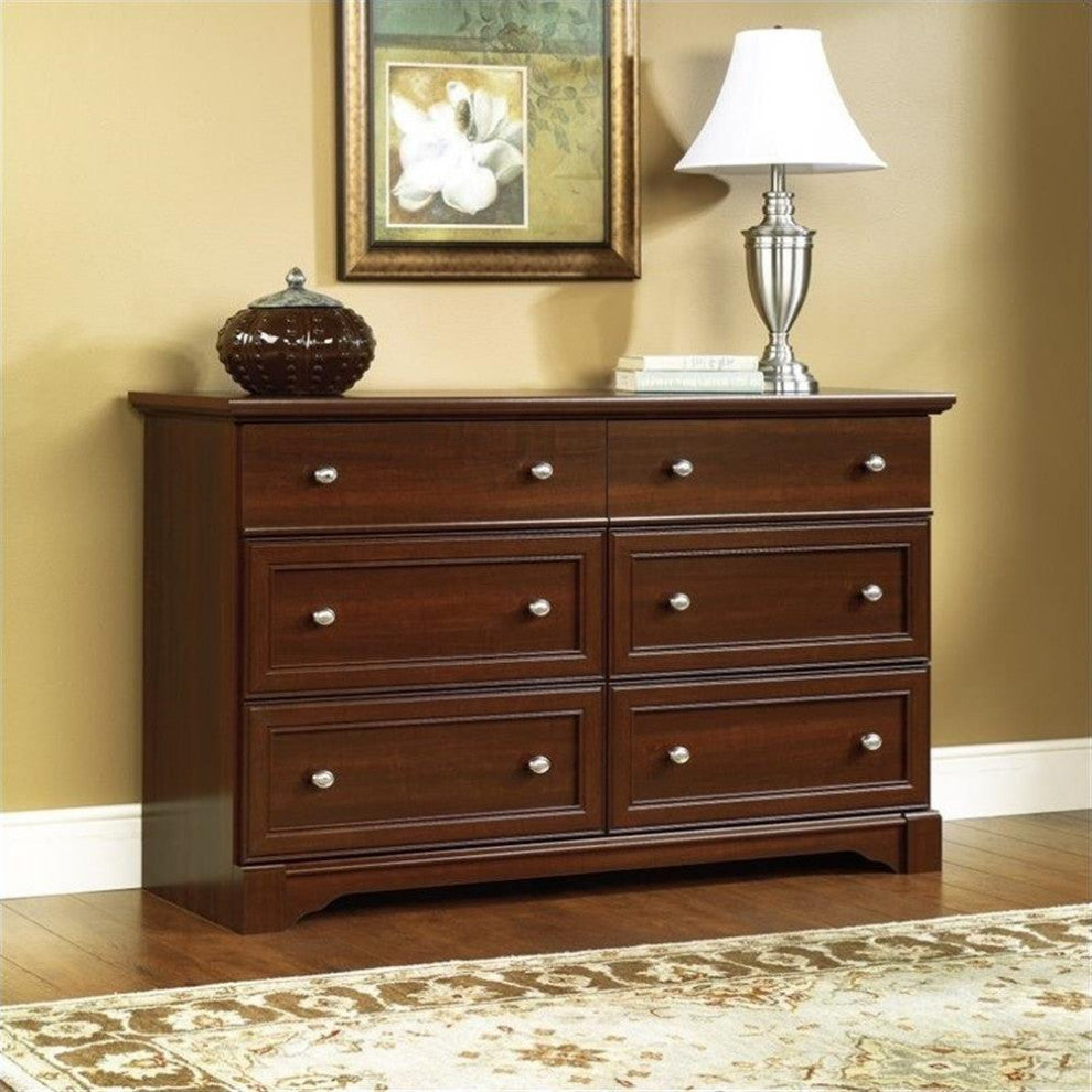 Sauder Palladia Engineered Wood 6-Drawer Bedroom Dresser in Select Cherry