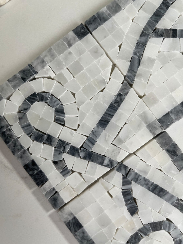 Stretch Bardiglio 4x12 Marble Mosaic Border Listello Tile Honed, 1 piece