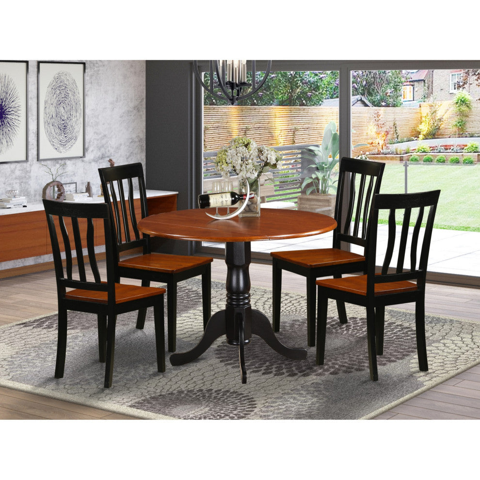 Dlan5-Bch-W Dining Set, 5-Piece With 4 Wood Chairs