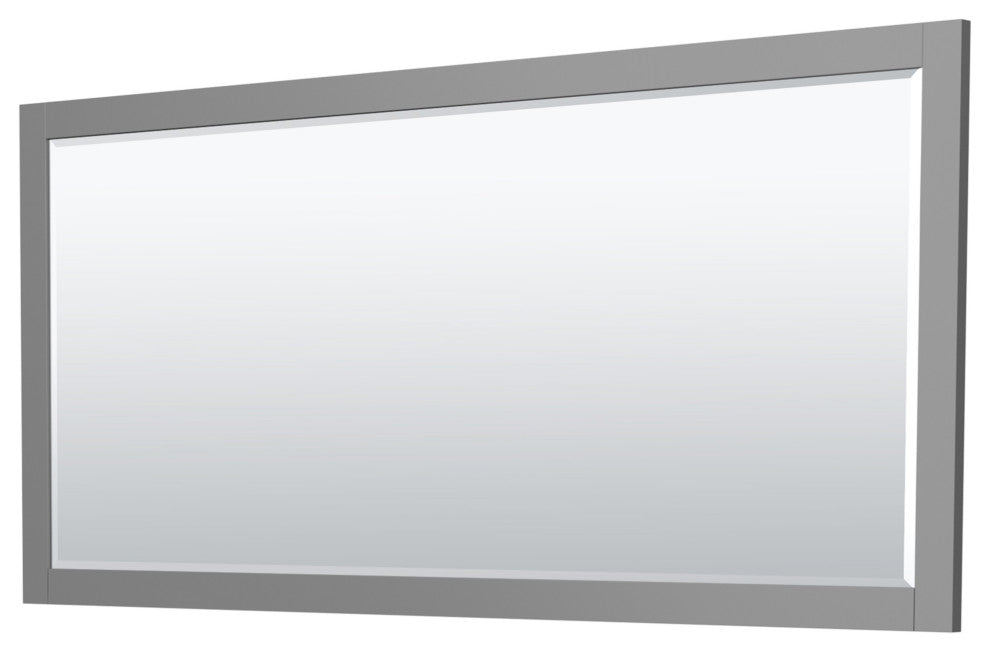 72" Double Bathroom Vanity, Dark Gray, No Countertop, Black Trim, 70" Mirror