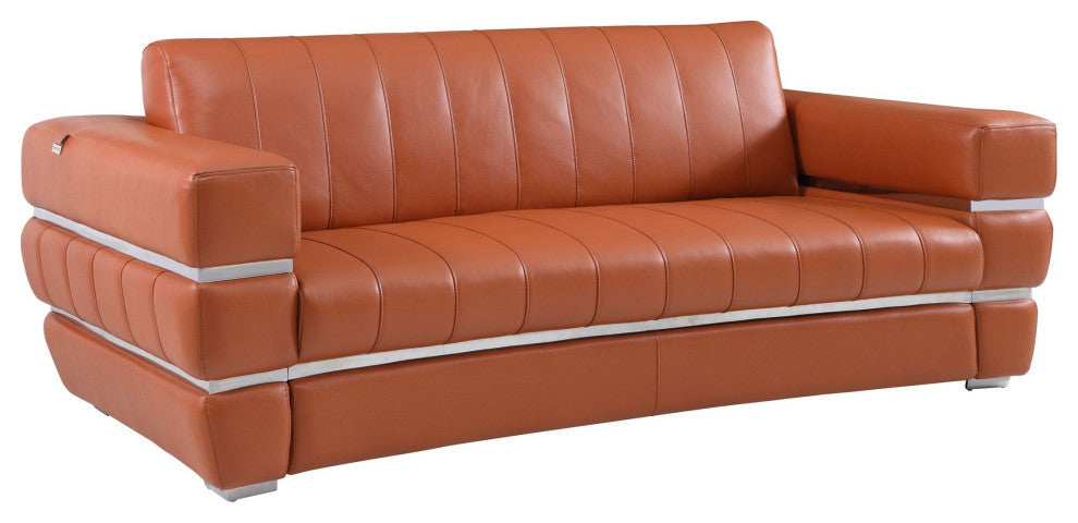 Ferrara Genuine Italian Leather Modern Sofa 2-Piece Collection Camel