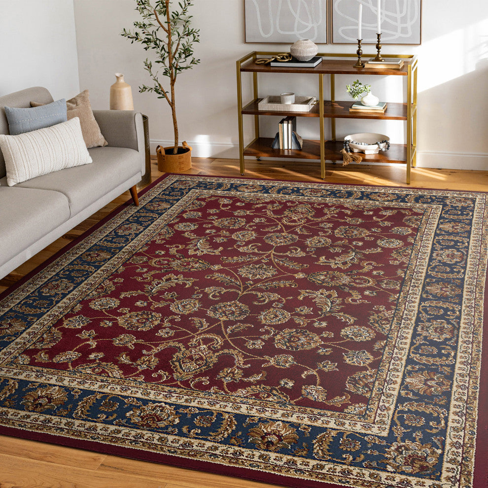 Sariya Transitional Oriental Red Rectangle Area Rug, 8'x10'