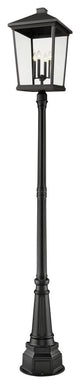 Zlite 568PHXXLR-564P-BK 4-Light Outdoor Post Mounted Fixture, Clear Beveled