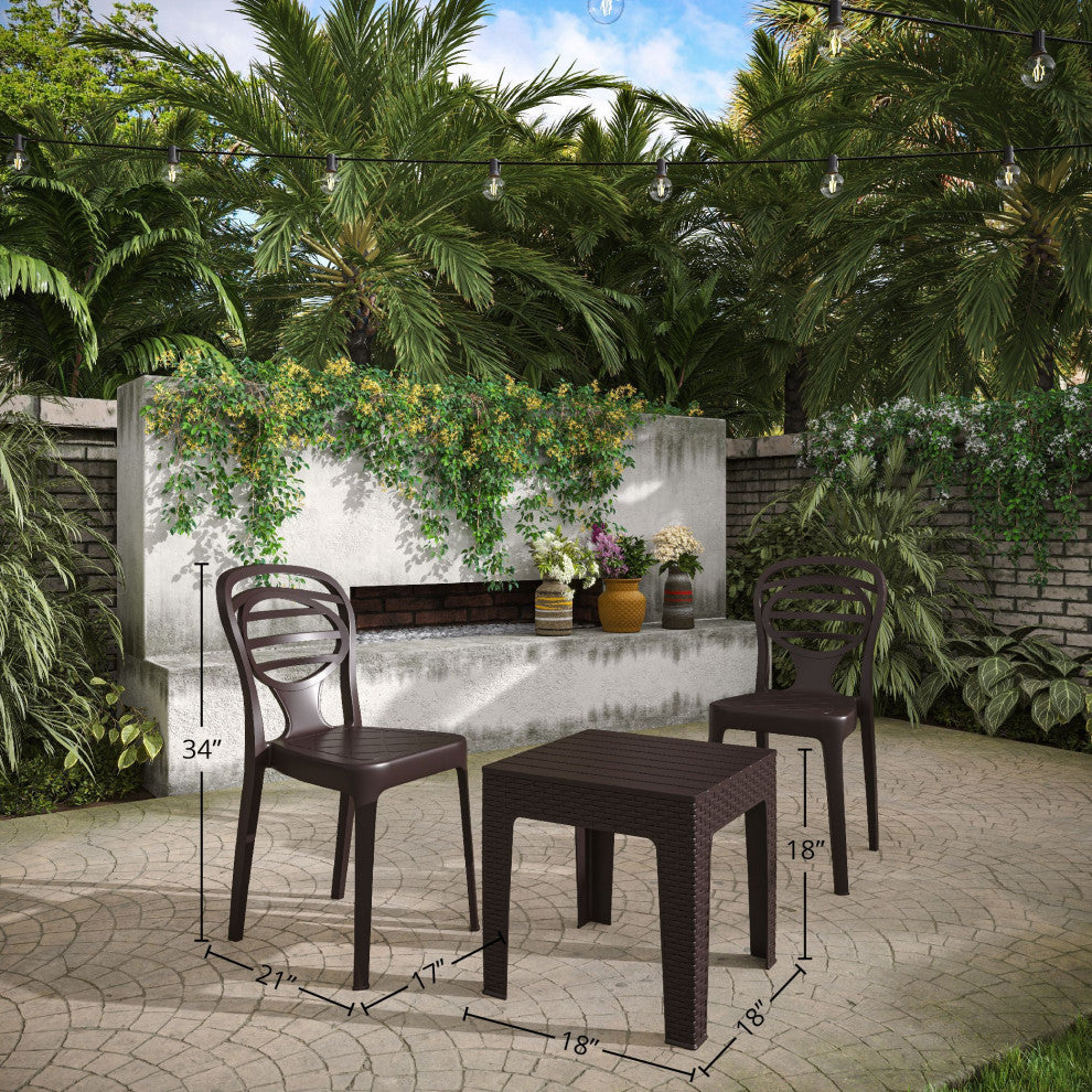 Kova Chairs & Trillia Table Set, Brown