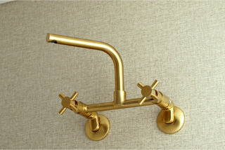 Kingston Brass 8" Adjustable Center Wall Mount Kitchen Faucet, Brushed Brass