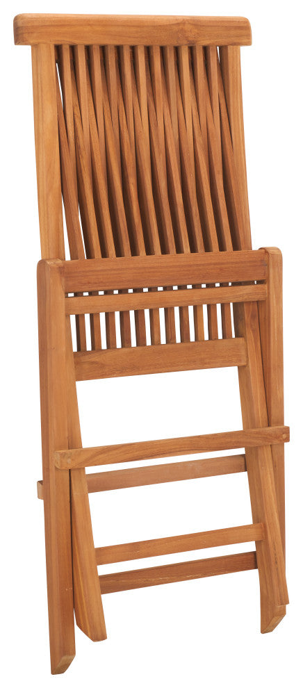 Safavieh Indoor-Outdoor Holly Solid Teak Folding Chair, Set of 2, Natural