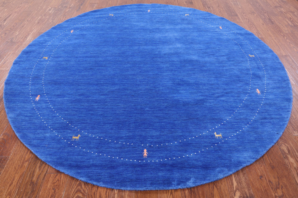 8' Round Hand Knotted Persian Gabbeh Wool Rug Q7014