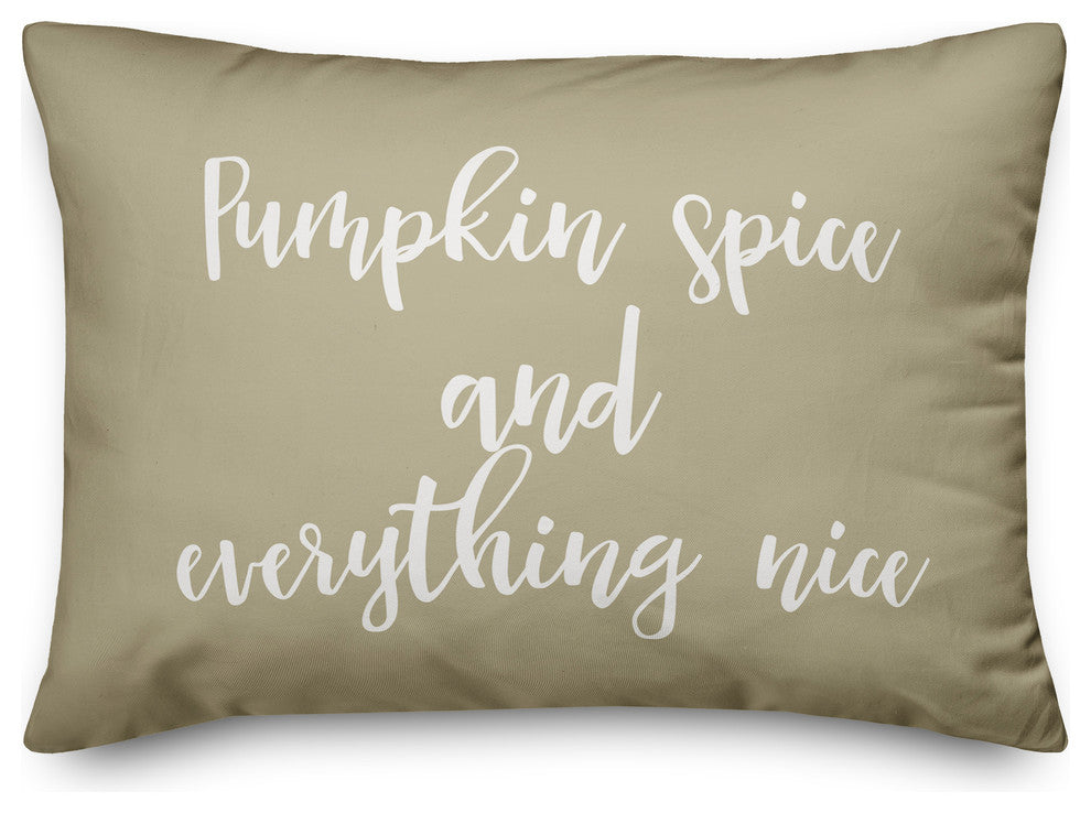 Pumpkin Spice and Everything Nice Lumbar Pillow, Beige, 14"x20"