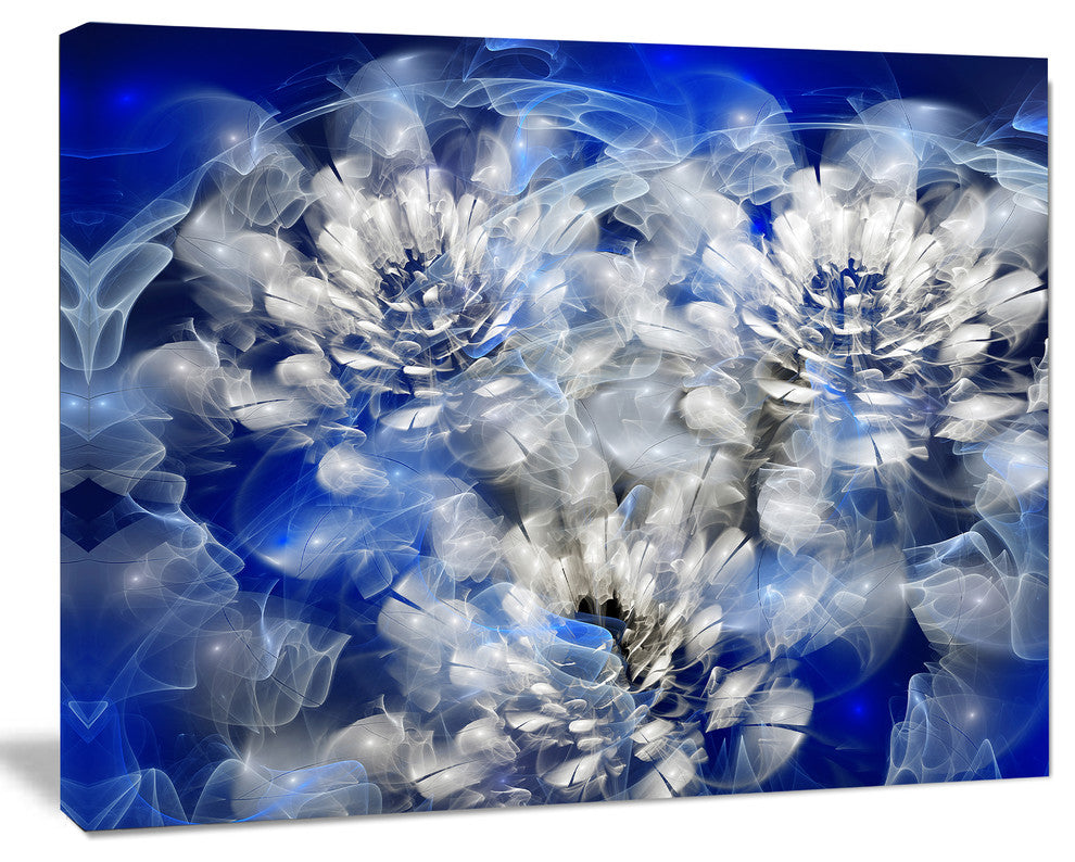 White Chrysanthemum Fractal Flower, Large Floral Canvas Art Print, 60"x28"