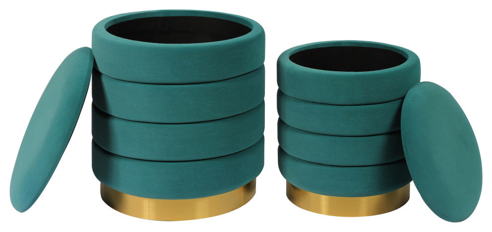 Saturn Teal Storage Ottomans - Set of 2