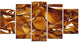 3D Gold Crystal Background, Gold, Abstract Canvas Wall Art, 60"x32", 5 Panels
