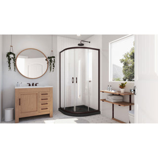Prime 33x74 3/4 Clear Glass Sliding Shower Enclosure Oil Rubbed Bronze, Black