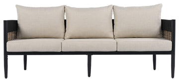 Safavieh Harrison Indoor-Outdoor 3 Seater Sofa, Black/Taupe