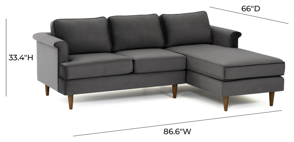 Porter Gray Velvet Sectional RAF