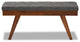 Alona Mid-Century Modern Medium Gray Fabric Upholstered Wood Dining Bench