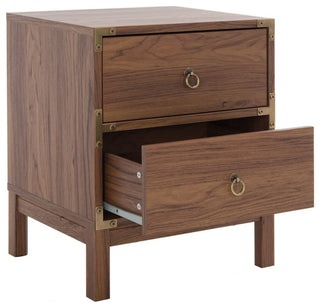 Safavieh Galio 2 Drawer Nightstand, Walnut/Gold