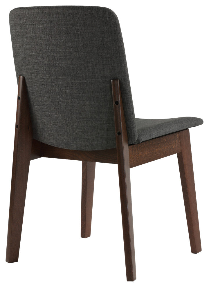 Cortesi Home Bjorn Dining Chair, Charcoal Fabric, Walnut Finish, Set of 2