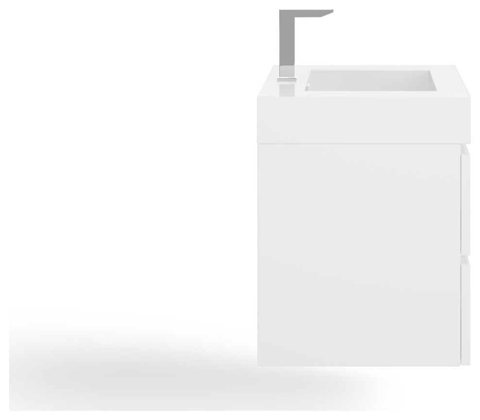 Boutique Bath Vanity, High Gloss White, 30", Single Sink, Wall Mount