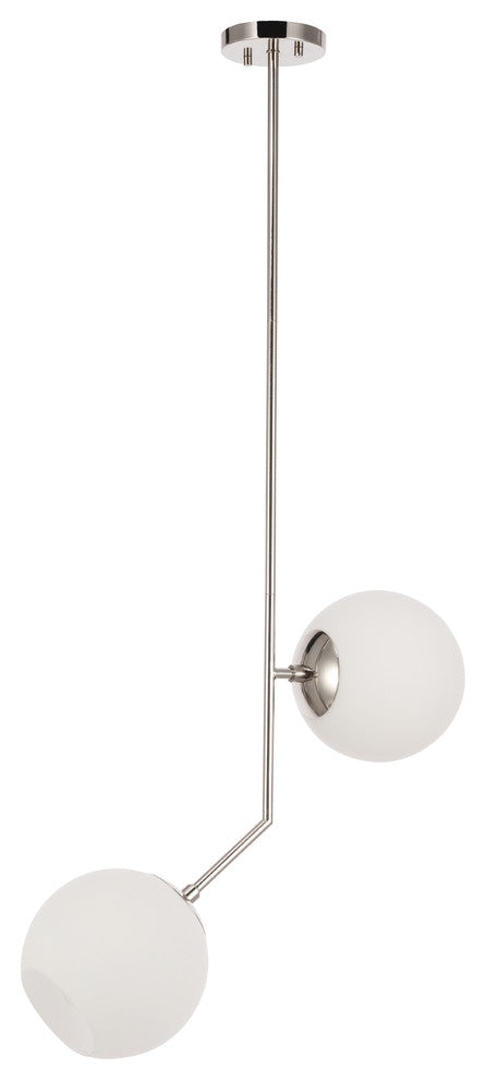 Chrome Finish And Frosted White Glass 2-Light Pendant